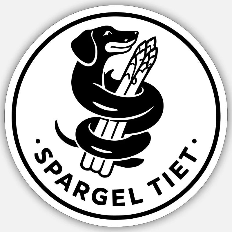 spargel tiet dackel - Sticker Größe S (10 x 10 cm) - Mattweiß