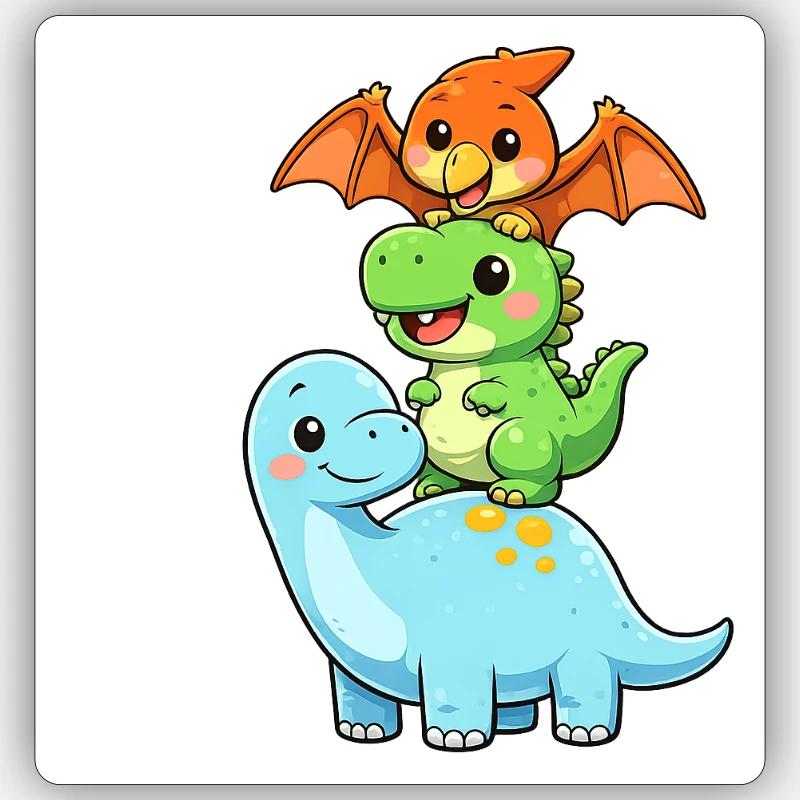 Brontosaure T-Rex Ptérodactyle Sticker taille S (10 x 10 cm)