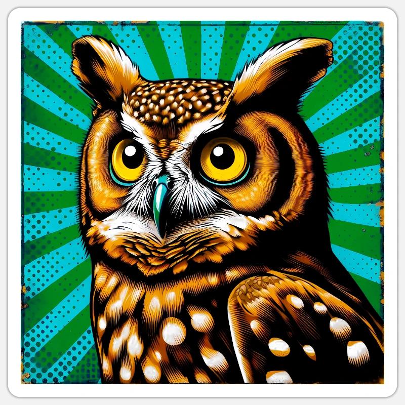 Eule - Sticker Größe S (10 x 10 cm) - Mattweiß