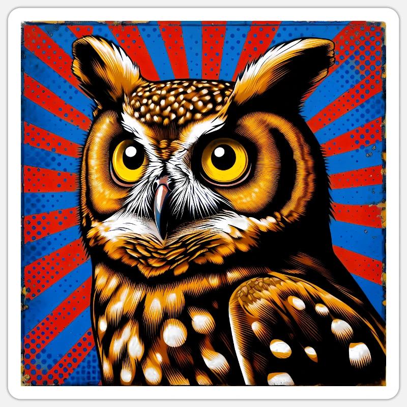 Eule - Sticker Größe S (10 x 10 cm) - Mattweiß