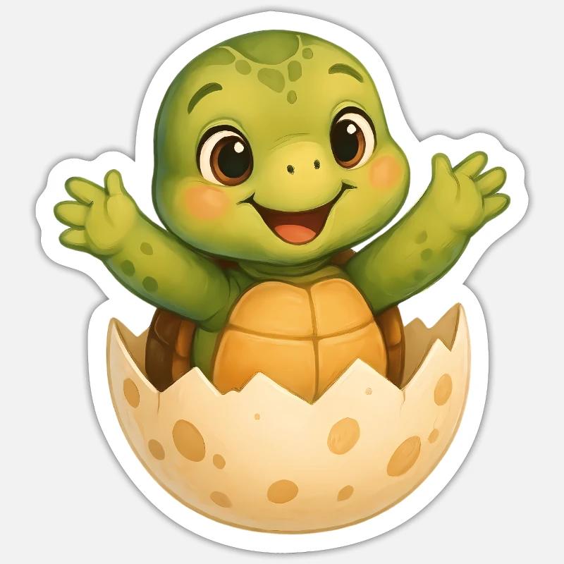 Small turtle hatching - Sticker size S (10 x 10 cm) - white matte