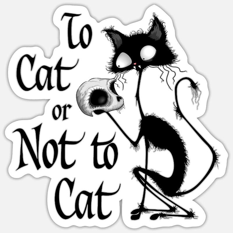 « À chat ou pas à chat » Mème drôle de Hamlet à chat - Sticker taille S (10 x 10 cm) - blanc mat