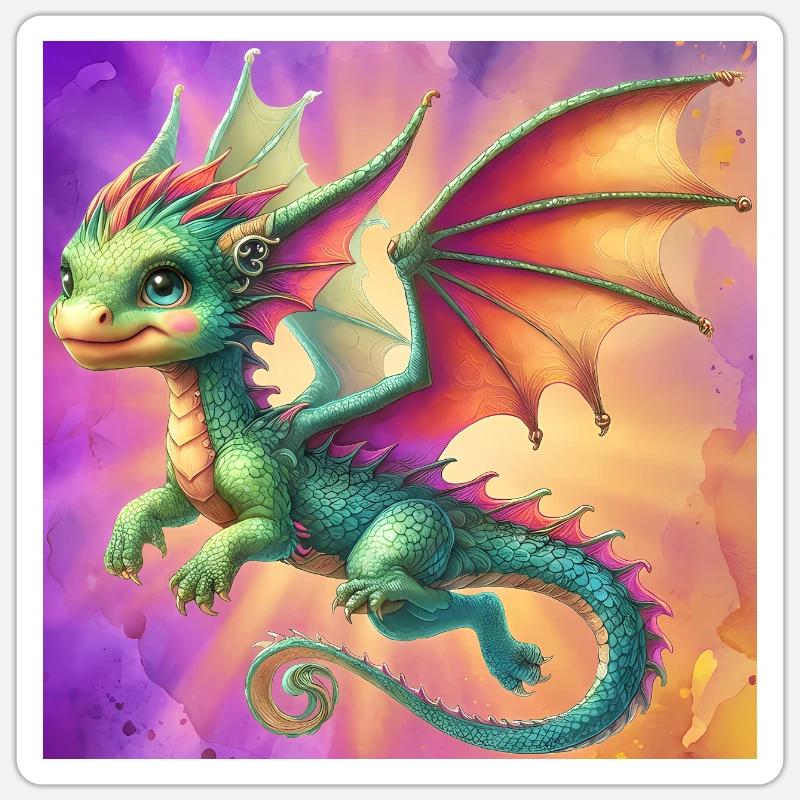 dragon - Sticker taille S (10 x 10 cm) - blanc mat