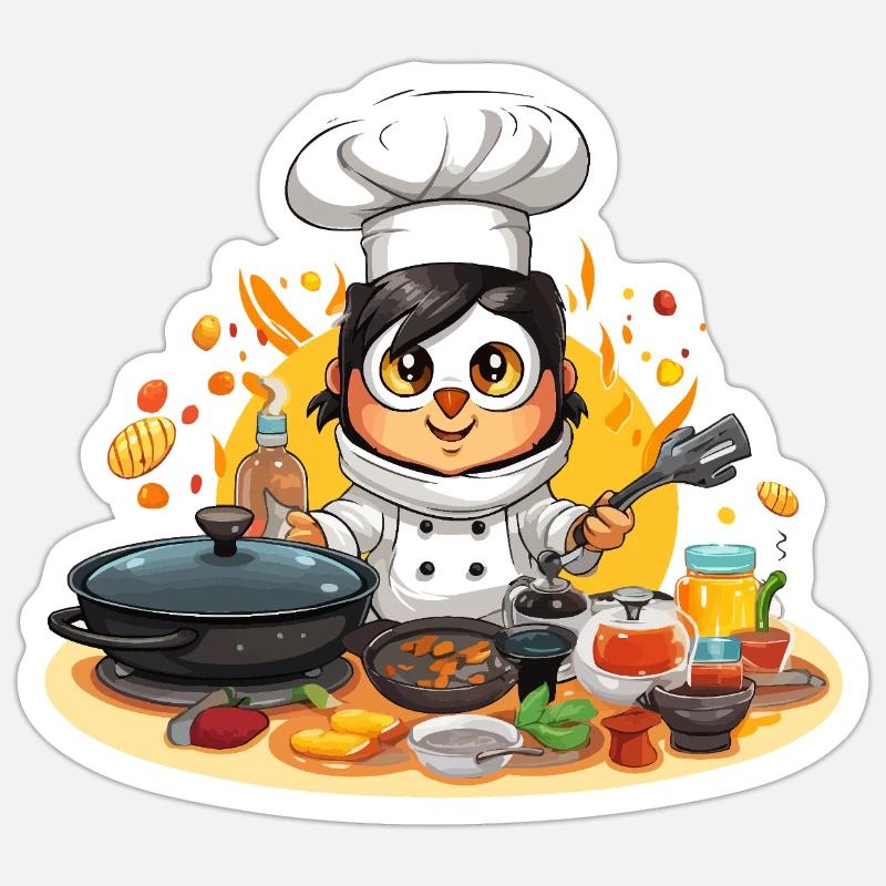 Kitchen Penguin Master Chef - Sticker size S (10 x 10 cm) - white matte