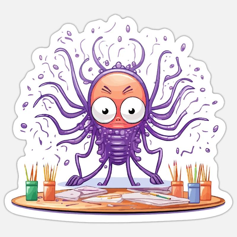 Creative Ink Octopus - Sticker size S (10 x 10 cm) - white matte