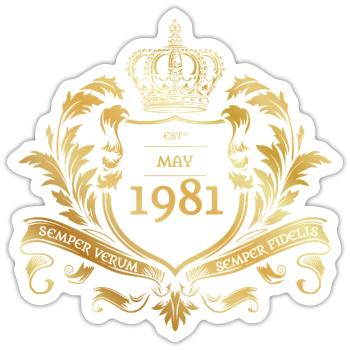 45e anniversaire Semper Verum - Créé en 05/1981 - Sticker taille S (10 x 10 cm) - blanc mat - Devant