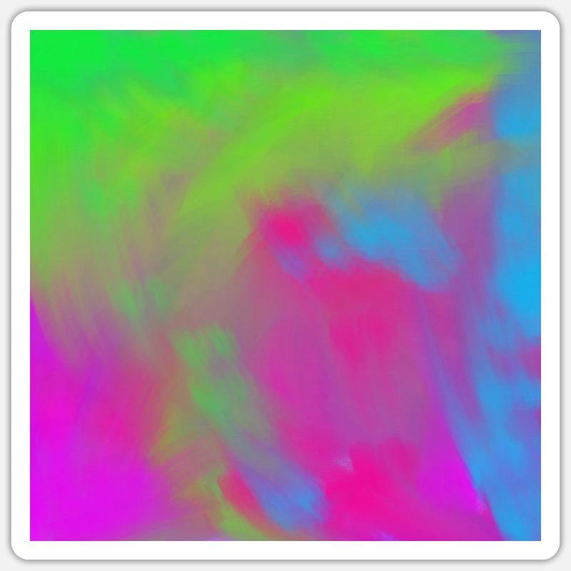 Vivid Neon Tie-Dye Gradient Burst - Sticker size S (10 x 10 cm) - white matte