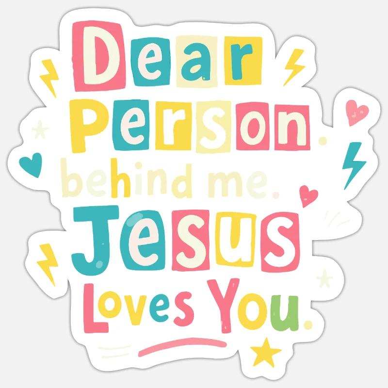 Jésus t’aime, message positif - Sticker taille S (10 x 10 cm) - blanc mat