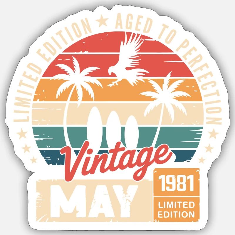 Anniversaire spécial avec ce design Mai 1981 Sticker taille S (10 x 10 cm)
