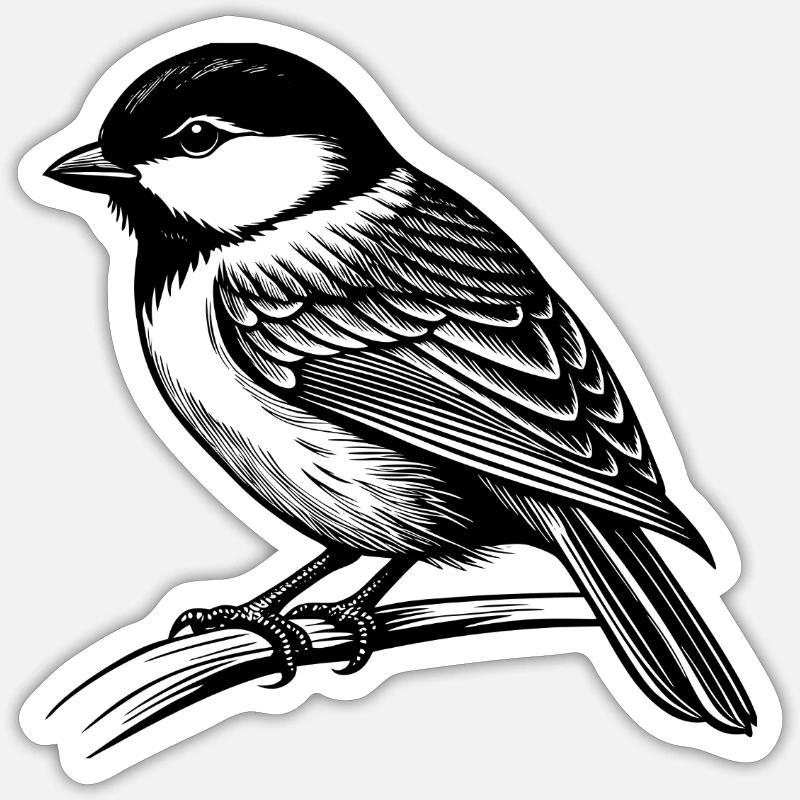 Chickadee Bird - Sticker size S (10 x 10 cm) - white matte