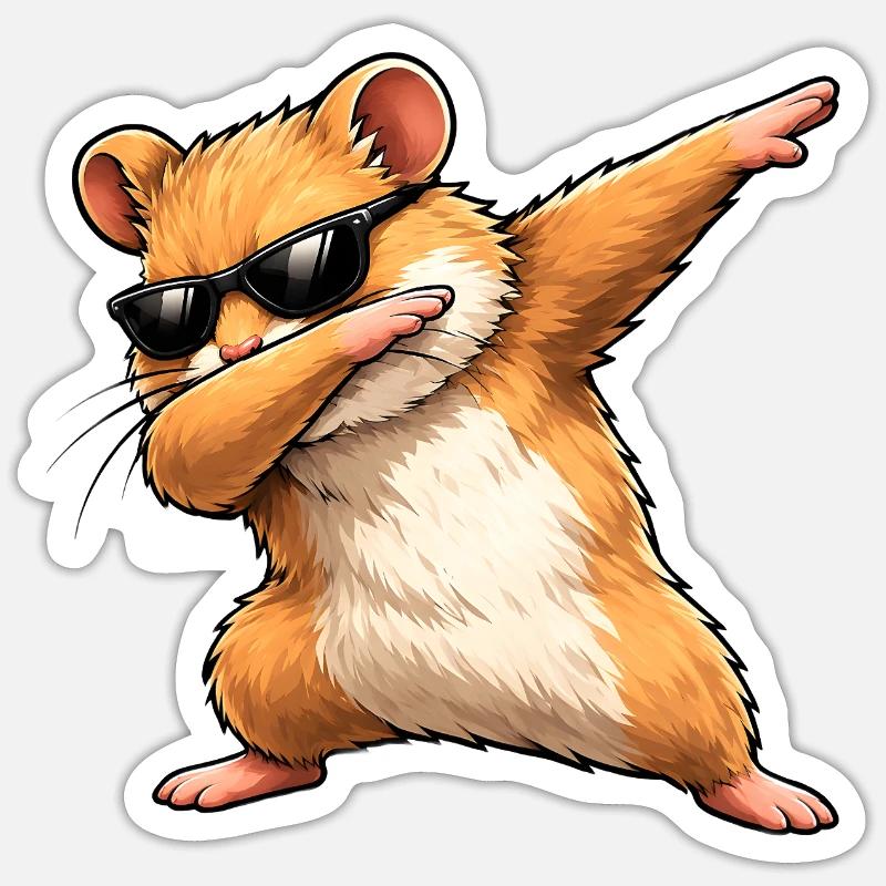 Dabbing Goldhamster - Sticker Größe S (10 x 10 cm) - Mattweiß