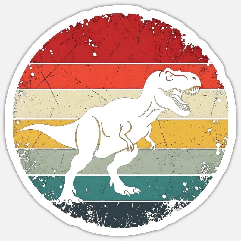 Dinosaurier-Geschenk – Retro-Dinosaurier-Dino-Dinosaurier - Sticker Größe S (10 x 10 cm) - Mattweiß
