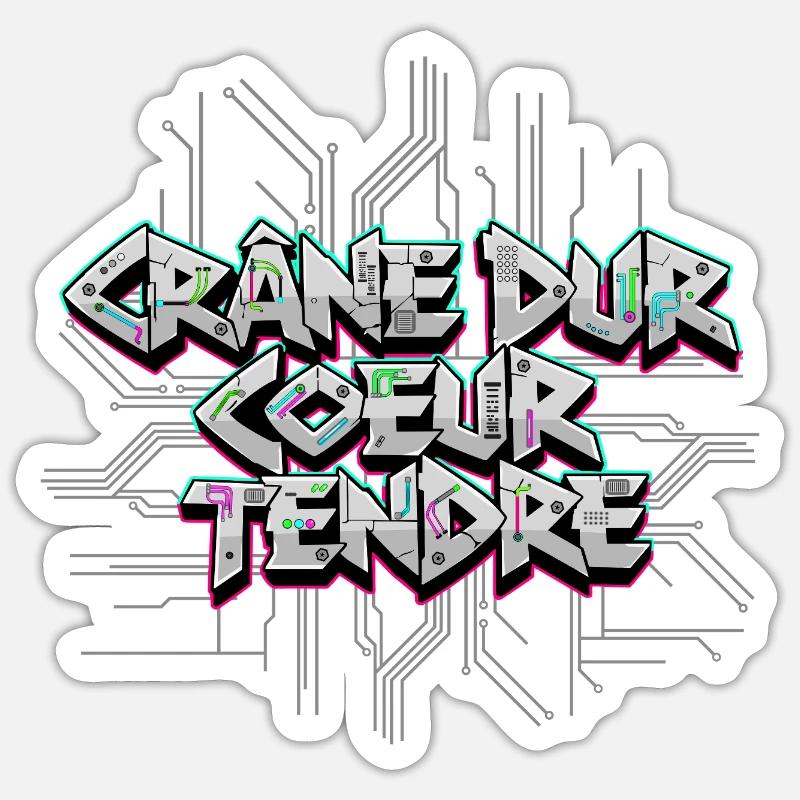 Cyber Electro - Hard Skull Soft Heart - Sticker size S (10 x 10 cm) - white matte