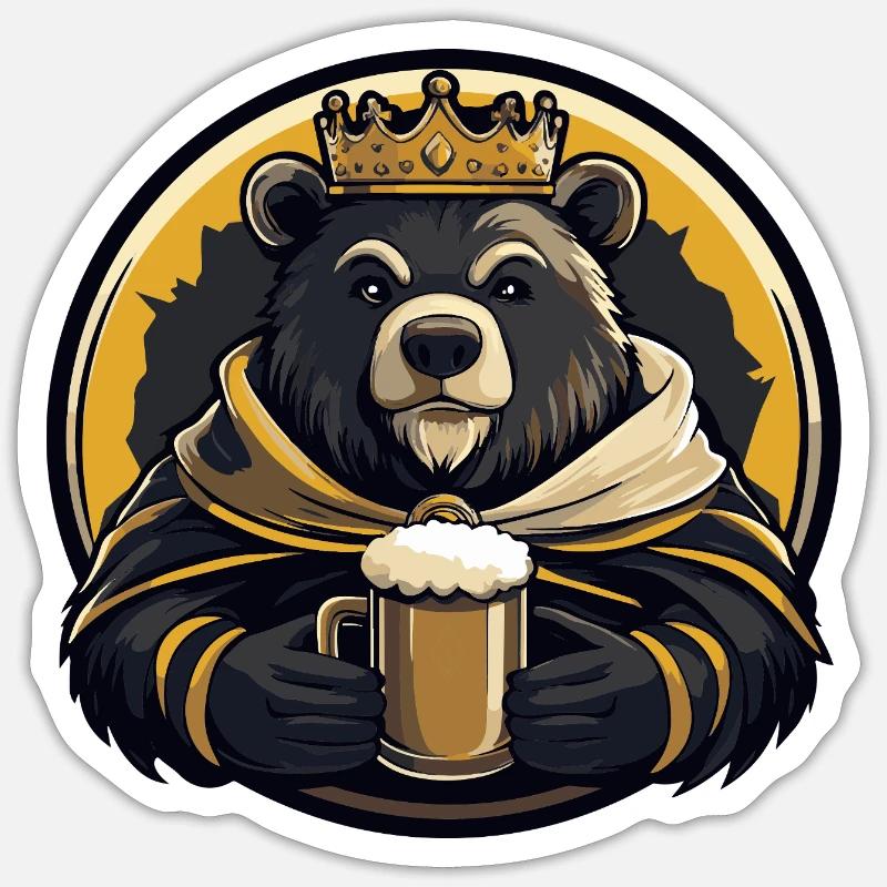 Bear Beer Drôle - Sticker taille S (10 x 10 cm) - blanc mat