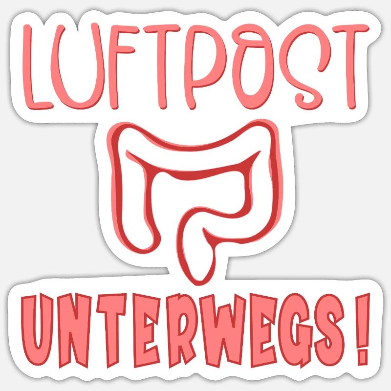 Blähungen Luftpost Darm - Sticker Größe S (10 x 10 cm) - Mattweiß