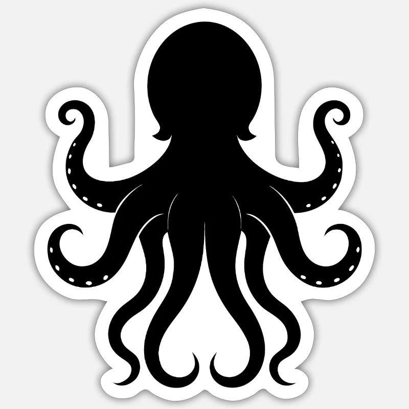 Pieuvre - Sticker taille S (10 x 10 cm) - blanc mat