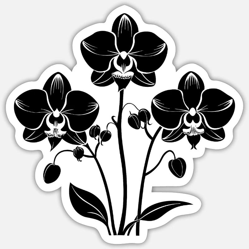 Orchidées - Sticker taille S (10 x 10 cm) - blanc mat