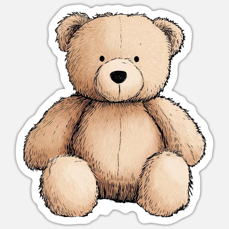 Teddybär, Teddybär, Stofftier - Sticker Größe S (10 x 10 cm) - Mattweiß