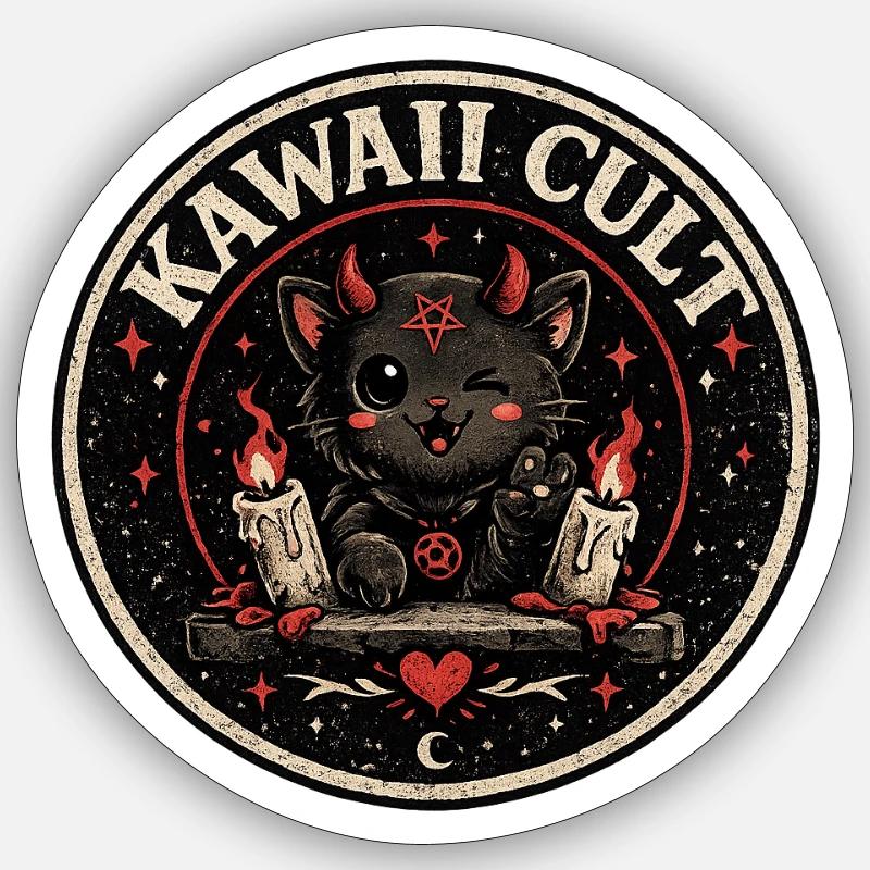 Hell_Cat - Sticker Größe S (10 x 10 cm) - Mattweiß