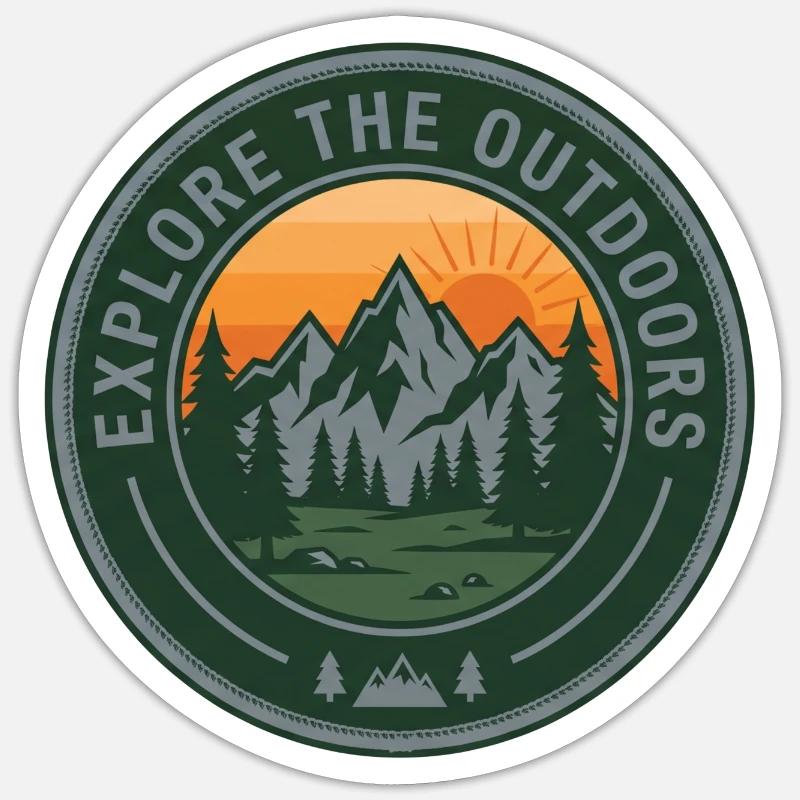 Explore Outdoors Berge - Sticker Größe S (10 x 10 cm) - Mattweiß