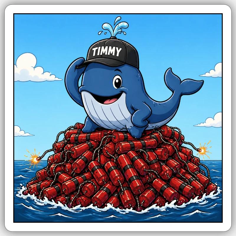 Timmy der Wal - Sticker Größe S (10 x 10 cm) - Mattweiß