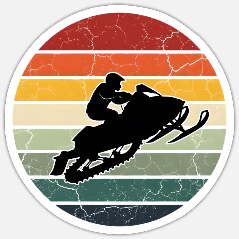 Snowmobile gift Retro snowmobile - Sticker size S (10 x 10 cm) - white matte