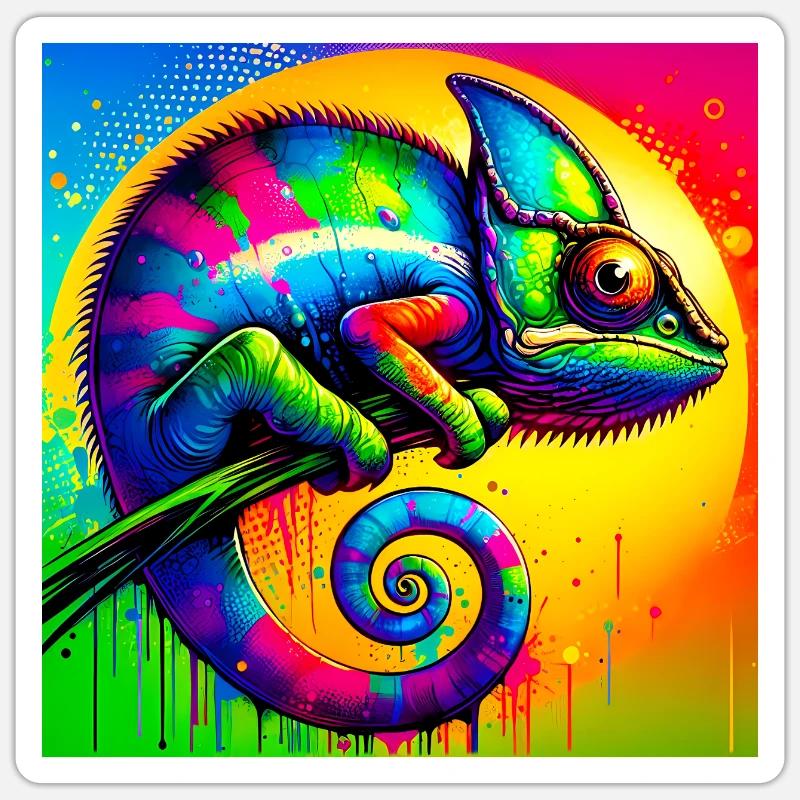 Chamäleon - Sticker Größe S (10 x 10 cm) - Mattweiß