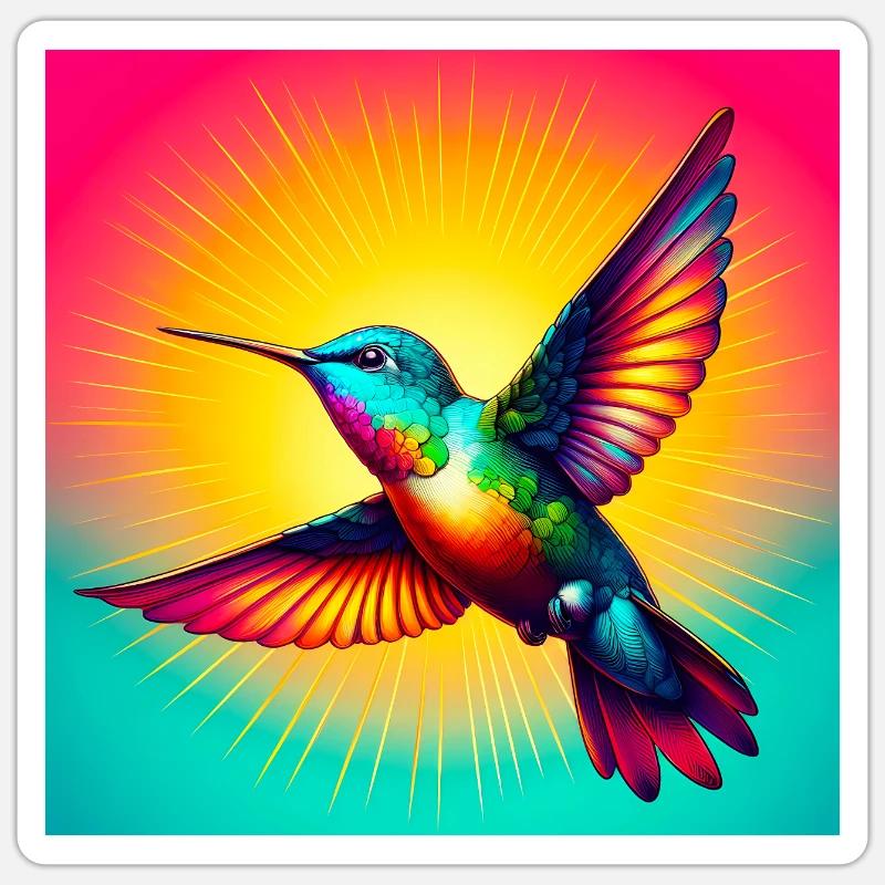 colibri - Sticker taille S (10 x 10 cm) - blanc mat