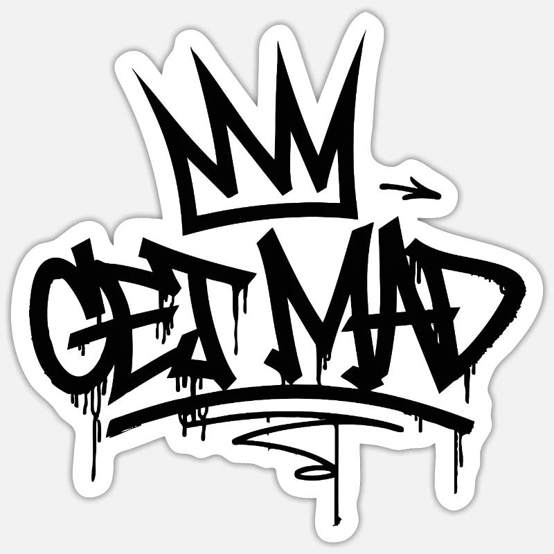 Gamma Crown Graffiti-Logo Werde wütend - Sticker Größe S (10 x 10 cm) - Mattweiß
