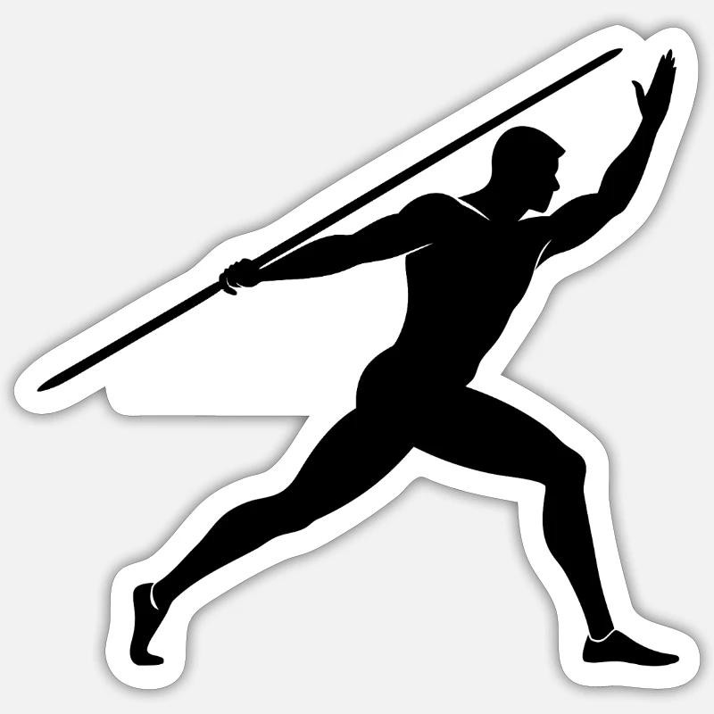 Mannwurf mit Speer - Sticker Größe S (10 x 10 cm) - Mattweiß