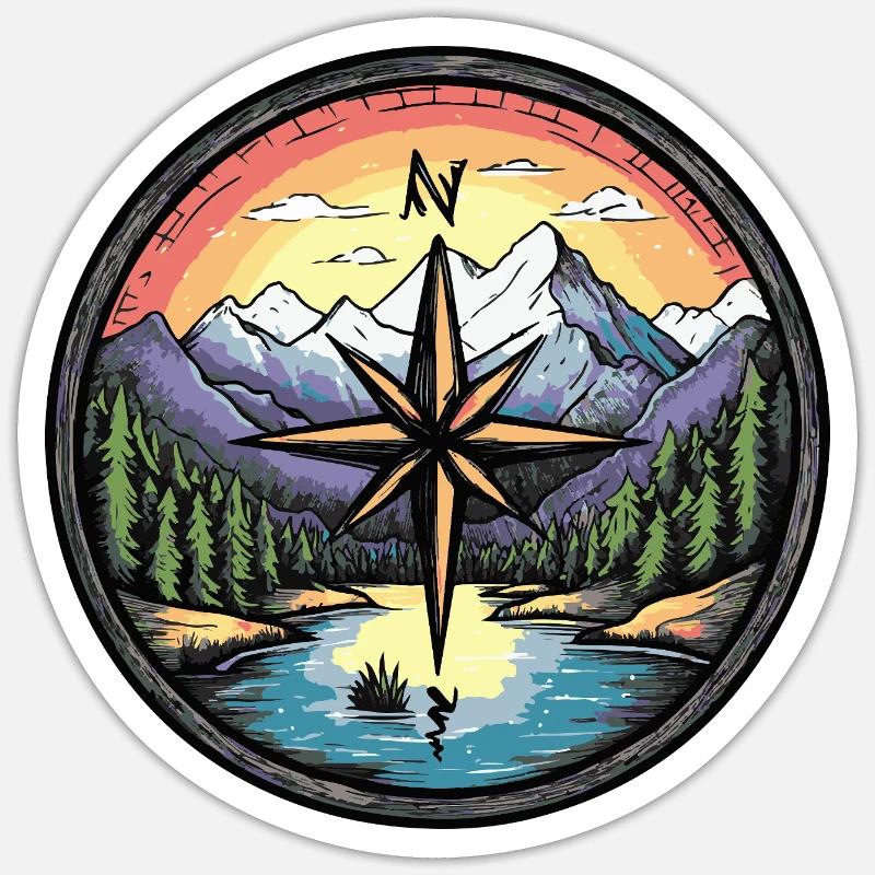 Compass Travel - Sticker size S (10 x 10 cm) - white matte