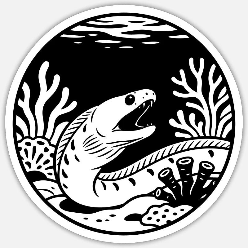 Moray eels - Sticker size S (10 x 10 cm) - white matte