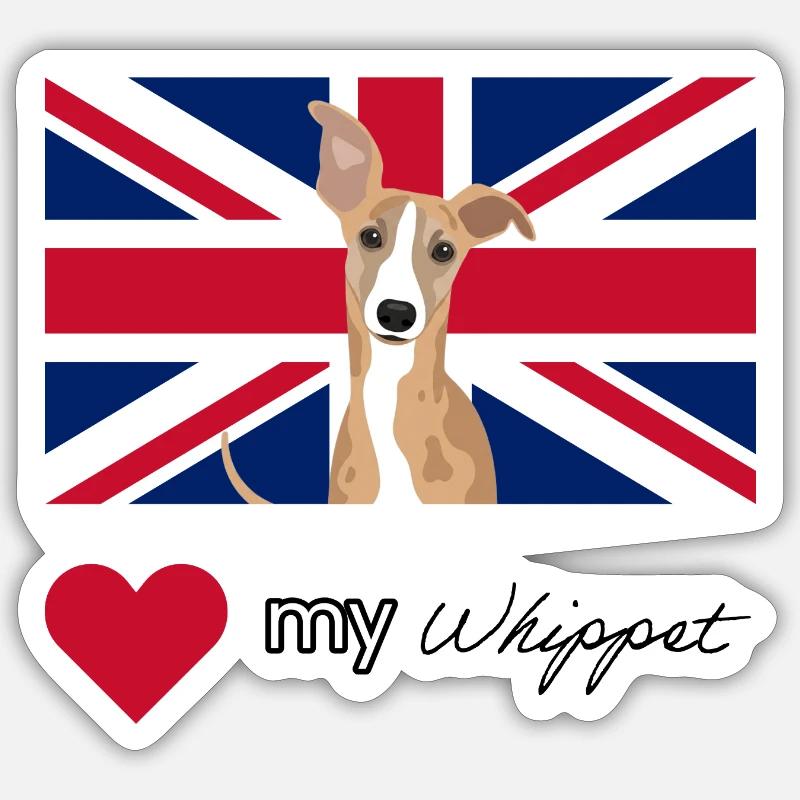 LUVMYWHIPPET (Noir) - Sticker taille S (10 x 10 cm) - blanc mat