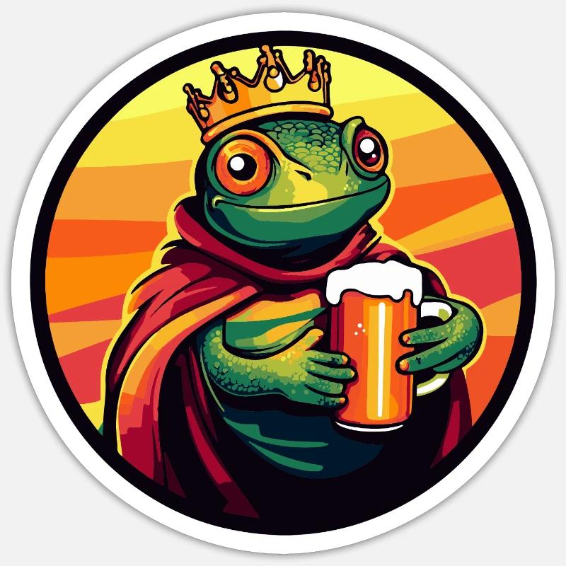 Bière caméléon drôle - Sticker taille S (10 x 10 cm) - blanc mat