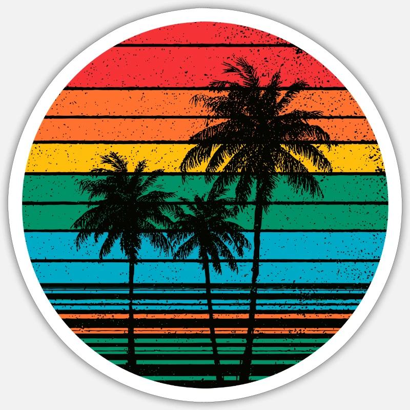 Retro Palm Trees - Sticker size S (10 x 10 cm) - white matte