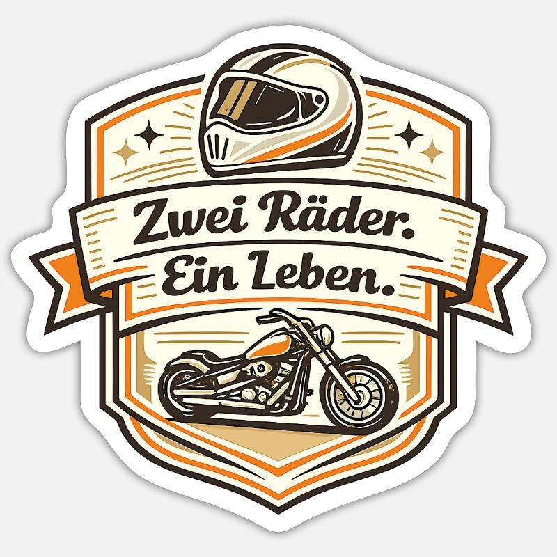 Zwei Räder Ein Leben - Sticker Größe S (10 x 10 cm) - Mattweiß