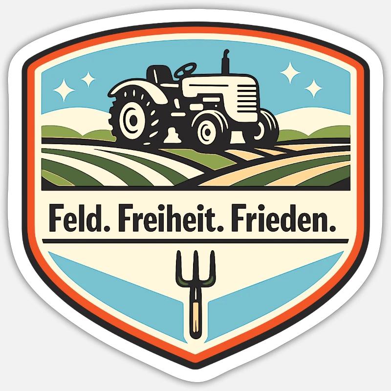 Feldfreiheit Frieden Traktor Patch - Sticker Größe S (10 x 10 cm) - Mattweiß