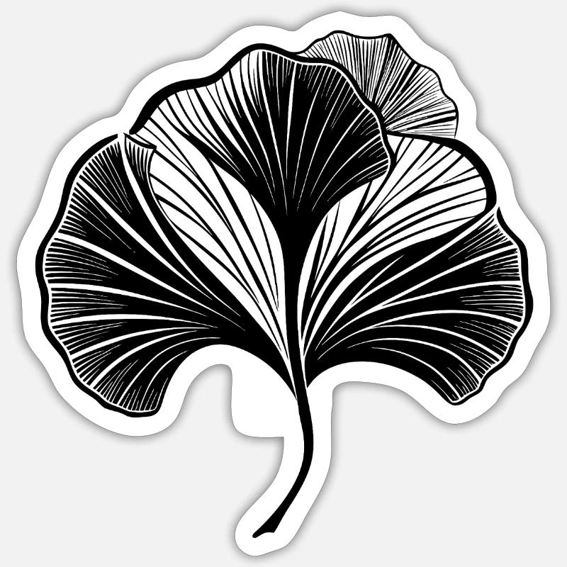Ginkgo-Blatt - Sticker Größe S (10 x 10 cm) - Mattweiß
