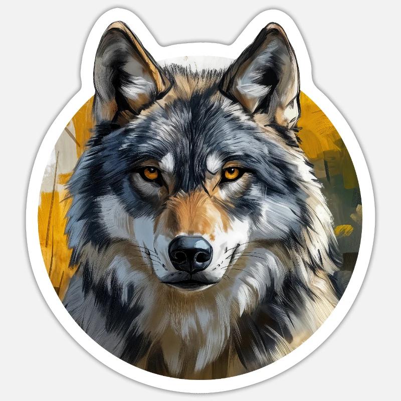 Wolf-Design - Sticker Größe S (10 x 10 cm) - Mattweiß