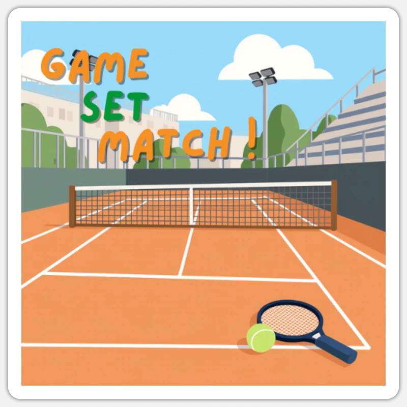 Game Set Match - Sticker taille S (10 x 10 cm) - blanc mat