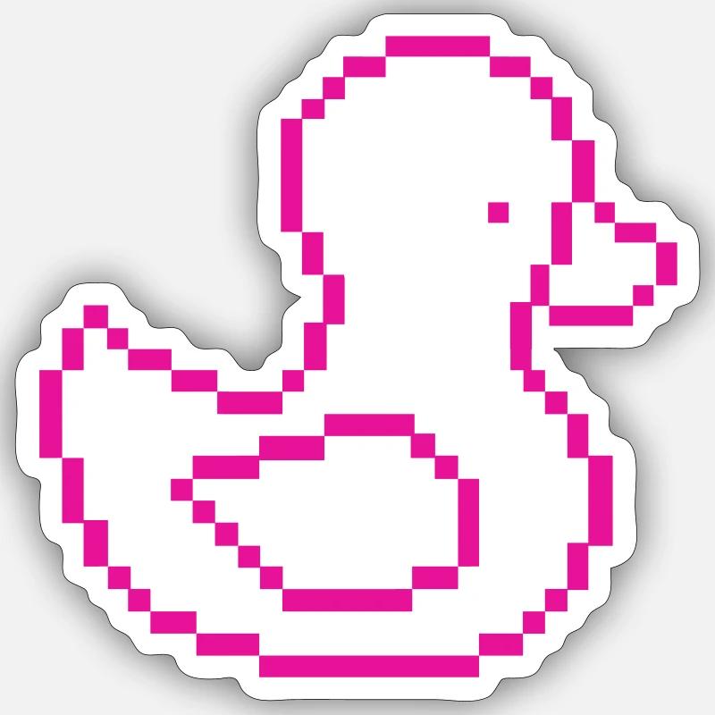 Pixelente Pink Muster - Sticker Größe S (10 x 10 cm) - Mattweiß
