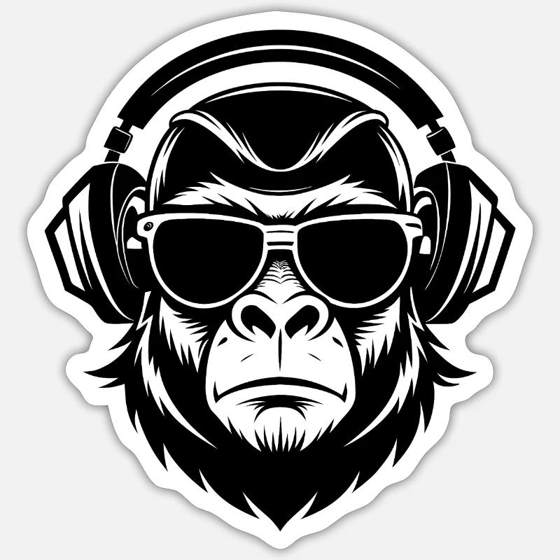 DJ Gorilla - Sticker size S (10 x 10 cm) - white matte