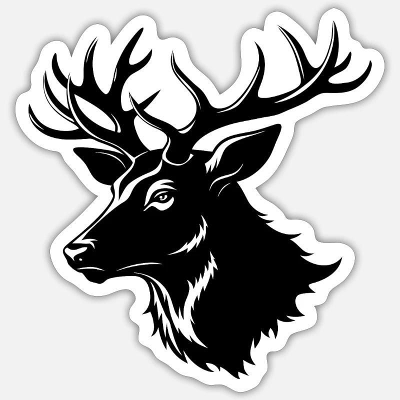 Elchkopfform - Sticker Größe S (10 x 10 cm) - Mattweiß