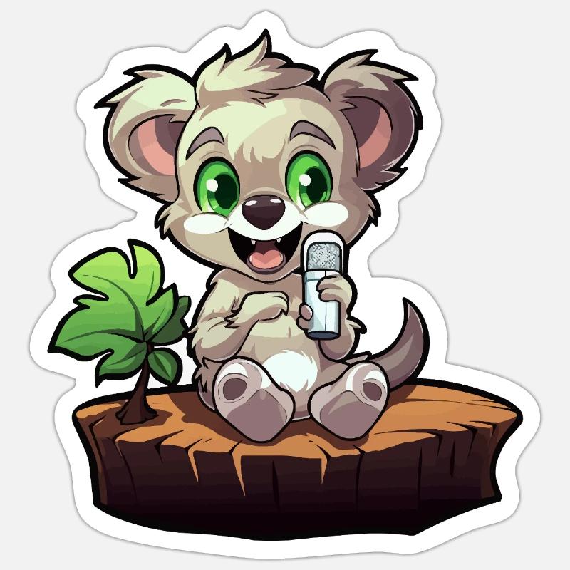 Petit koala sur la souche - Sticker taille S (10 x 10 cm) - blanc mat