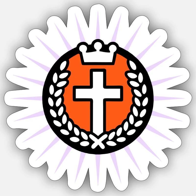 Kreuz im Lichtschein mit Krone - Sticker Größe S (10 x 10 cm) - Mattweiß