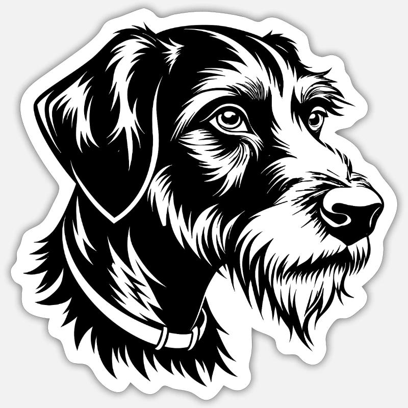 Deutscher Drahthaar-Pointer - Sticker Größe S (10 x 10 cm) - Mattweiß