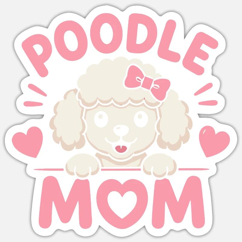Cœurs de Maman Caniche - Sticker taille S (10 x 10 cm) - blanc mat