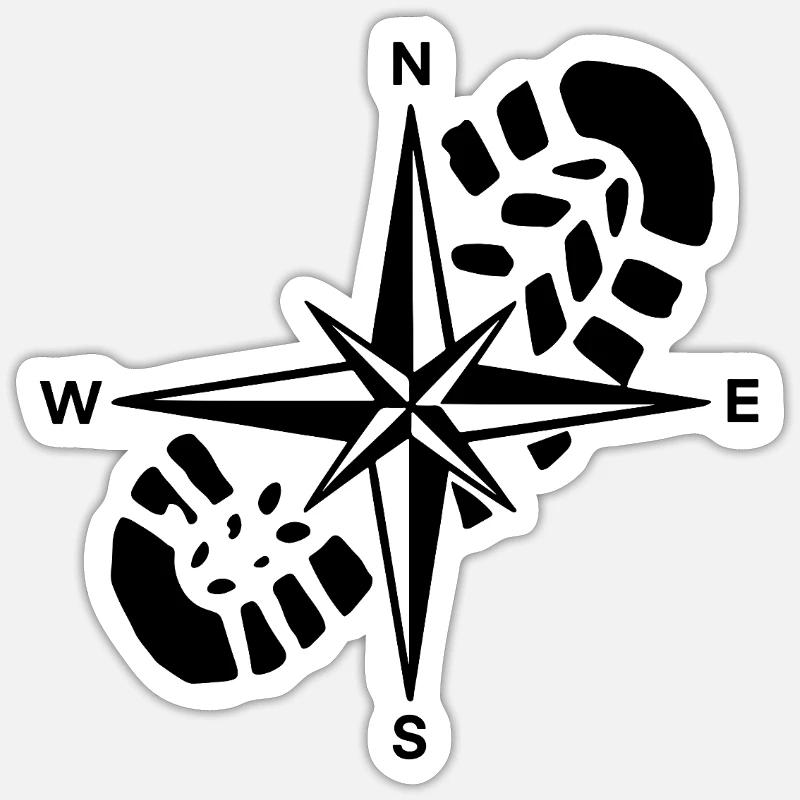 Hiker Compass Hiking Gift - Sticker size S (10 x 10 cm) - white matte