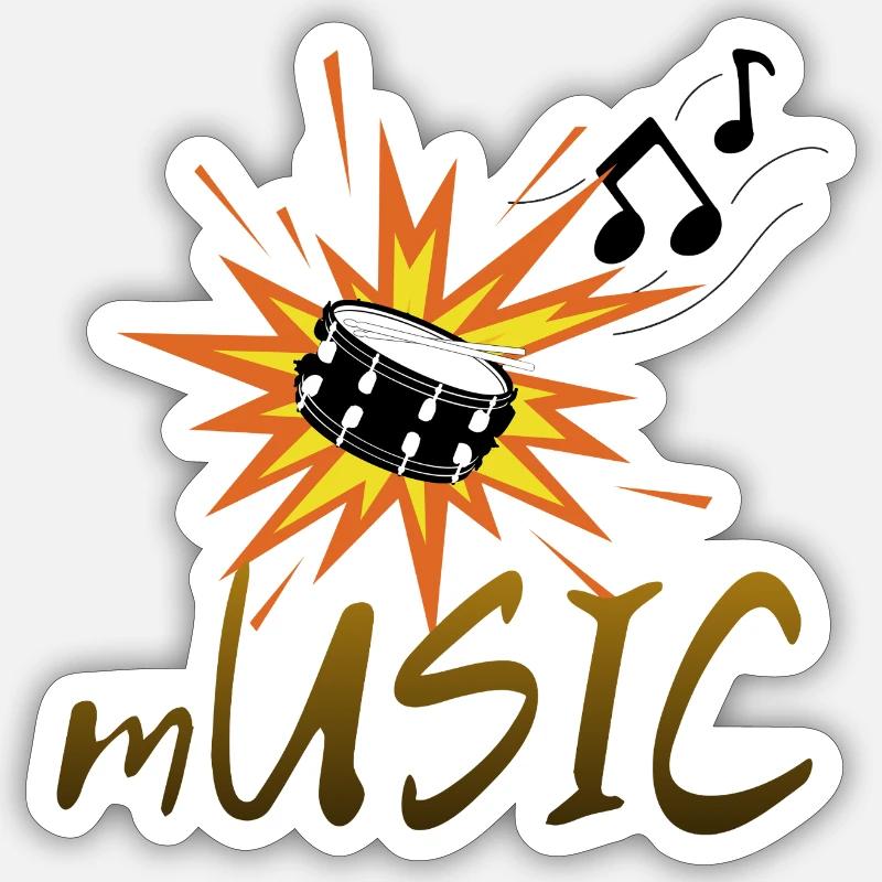 Musique explosive de batterie - Sticker taille S (10 x 10 cm) - blanc mat