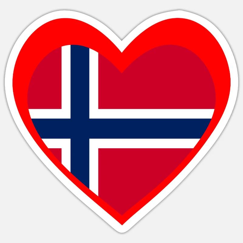 Norge Hjerte – Kjærlighet til Norge - Sticker size S (10 x 10 cm) - white matte